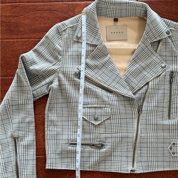 Blank NYC Grey and Cream Glen Plaid Women's Moto Jacket - Small - Like New! - Picture 7 of 10